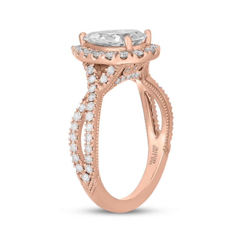 Main Image 2 of Neil Lane Artistry Pear-Shaped Lab-Grown Diamond Halo Engagement Ring 2-1/3 ct tw 14K Rose Gold
