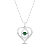 Thumbnail Image 0 of Unstoppable Love Lab-Created Emerald & White Lab-Created Sapphire Heart Loop Necklace Sterling Silver 18"