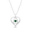 Thumbnail Image 1 of Unstoppable Love Lab-Created Emerald & White Lab-Created Sapphire Heart Loop Necklace Sterling Silver 18&quot;