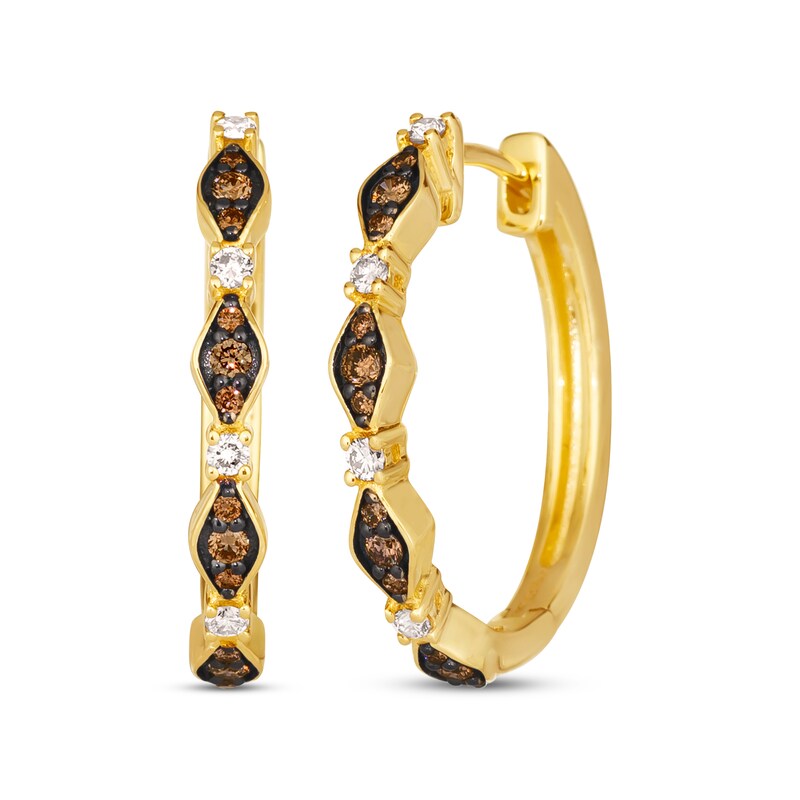 Main Image 1 of Le Vian Venetian Mosaic Diamond Hoop Earrings 1/3 ct tw 14K Honey Gold