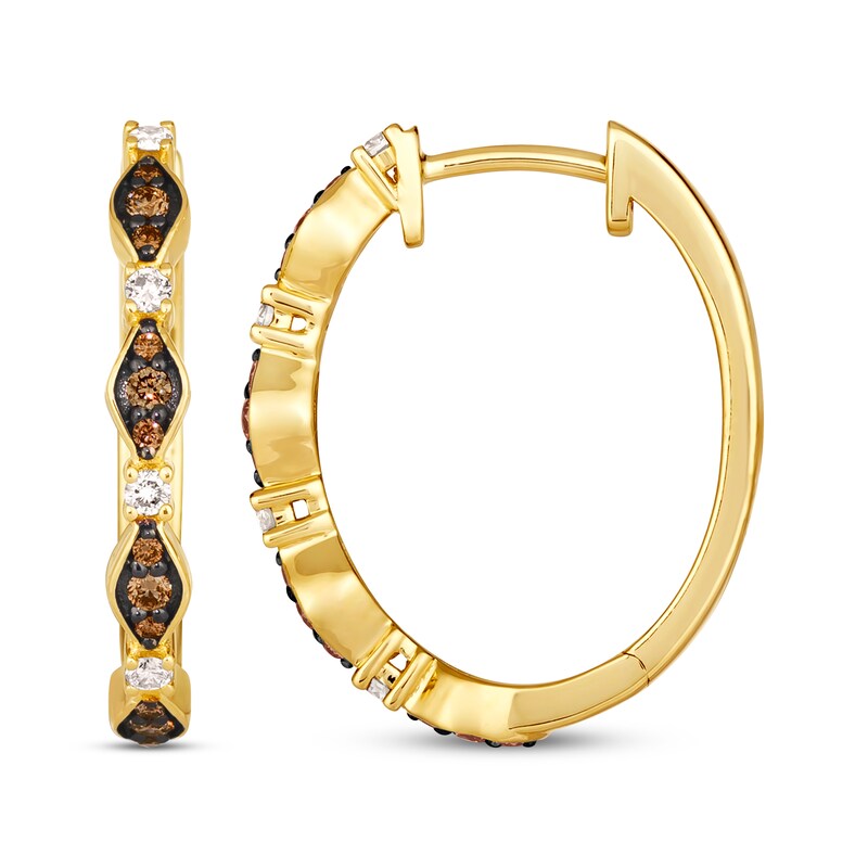 Main Image 3 of Le Vian Venetian Mosaic Diamond Hoop Earrings 1/3 ct tw 14K Honey Gold