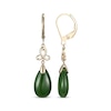 Thumbnail Image 3 of Pear-Shaped Jade Teardrop Dangle Earrings 14K Yellow Gold