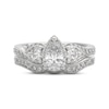 Thumbnail Image 3 of THE LEO Ideal Cut Diamond Pear-Shaped Three-Stone Bridal Set 1-1/8 ct tw 14K White Gold