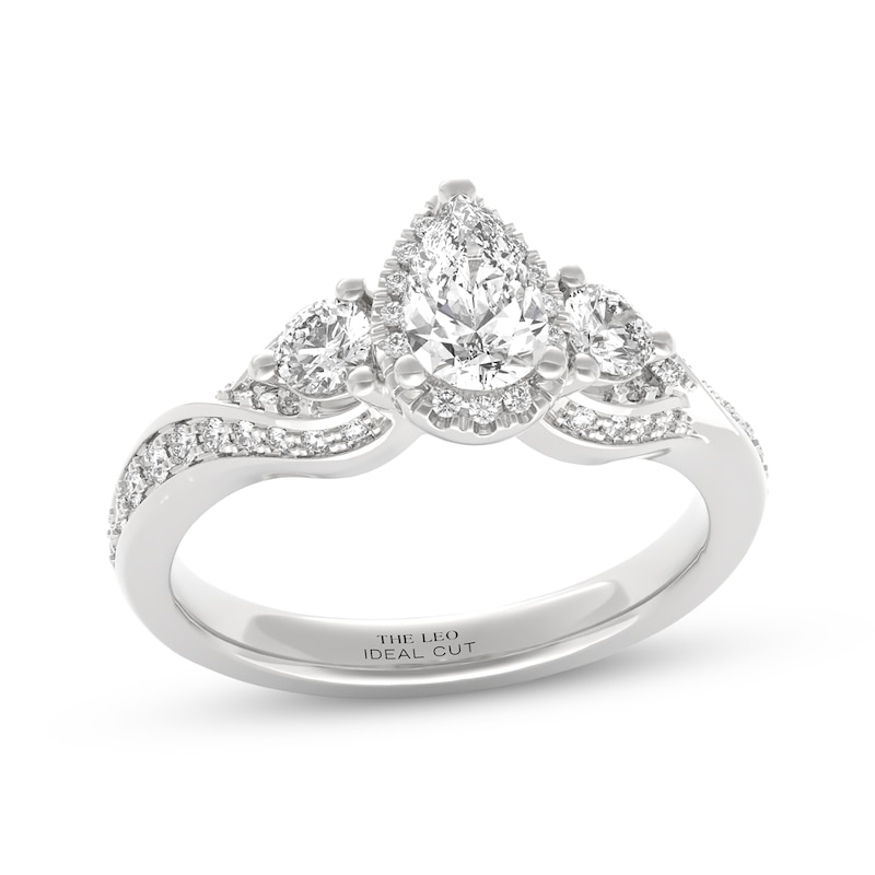 Main Image 1 of THE LEO Ideal Cut Diamond Pear-Shaped Three-Stone Engagement Ring 1 ct tw 14K White Gold