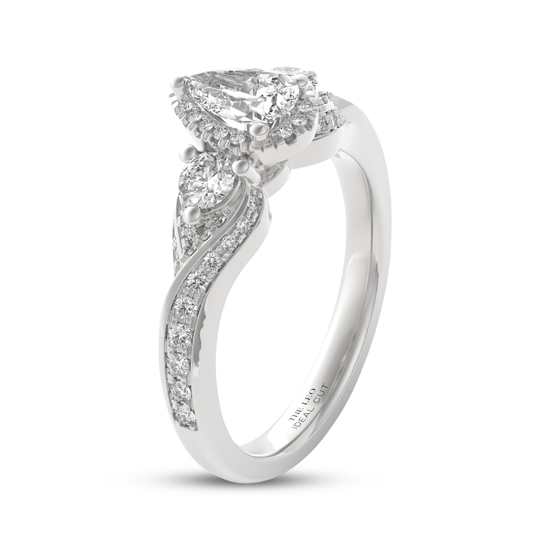 Main Image 2 of THE LEO Ideal Cut Diamond Pear-Shaped Three-Stone Engagement Ring 1 ct tw 14K White Gold