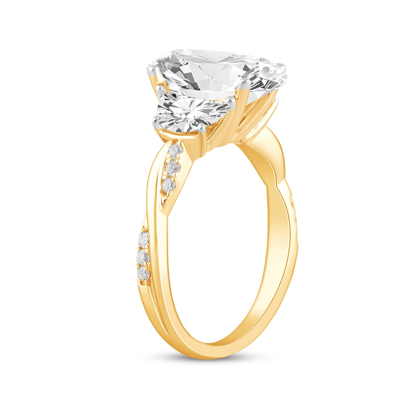 Main Image 2 of Memories Moments Magic Lab-Grown Diamonds Oval-Cut Three-Stone Engagement Ring 4 ct tw 14K Yellow Gold