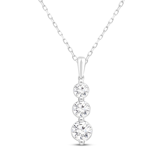 KAY Lab-Grown Diamonds Three-Stone Necklace 2 ct tw 14K White Gold 18"