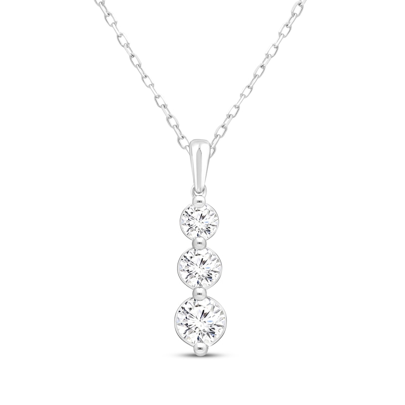 Main Image 1 of KAY Lab-Grown Diamonds Three-Stone Necklace 2 ct tw 14K White Gold 18"