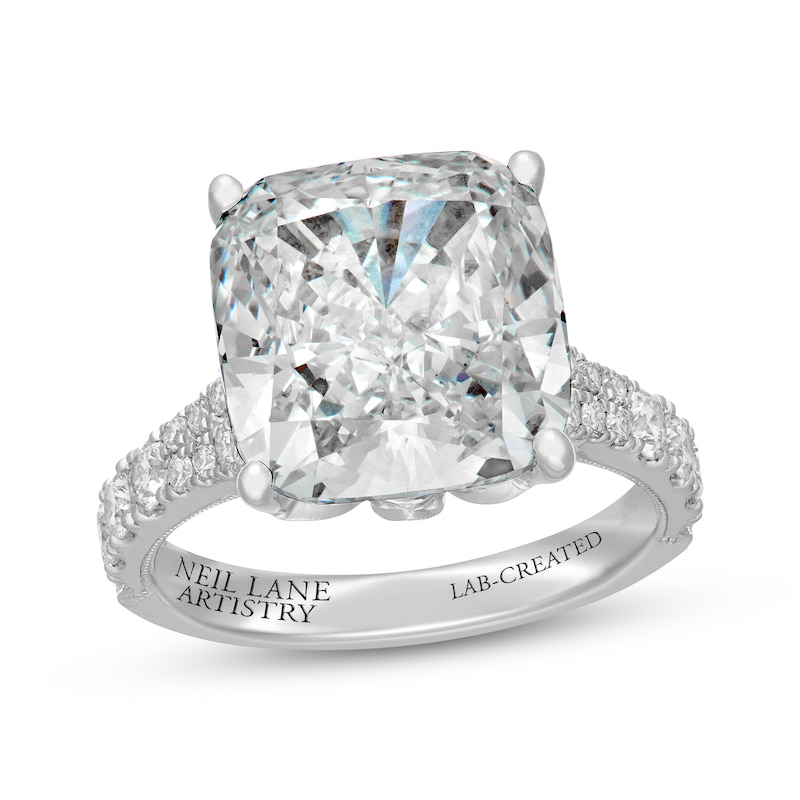 Main Image 1 of Neil Lane Artistry Cushion-Cut Lab-Grown Diamond Engagement Ring 10 ct tw 14K White Gold