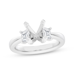 Now + Forever Lab-Grown Diamonds Trapezoid-Cut Engagement Ring Setting 3/8 ct tw 14K White Gold