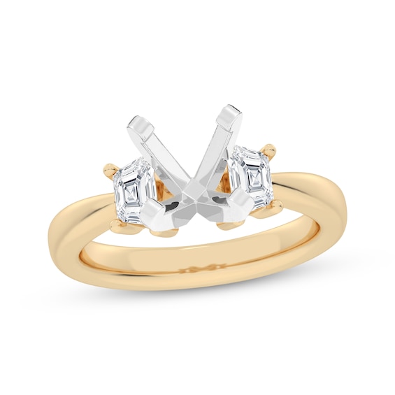 Now + Forever Lab-Grown Diamonds Trapezoid-Cut Engagement Ring Setting 3/8 ct tw 14K Two-Tone Gold