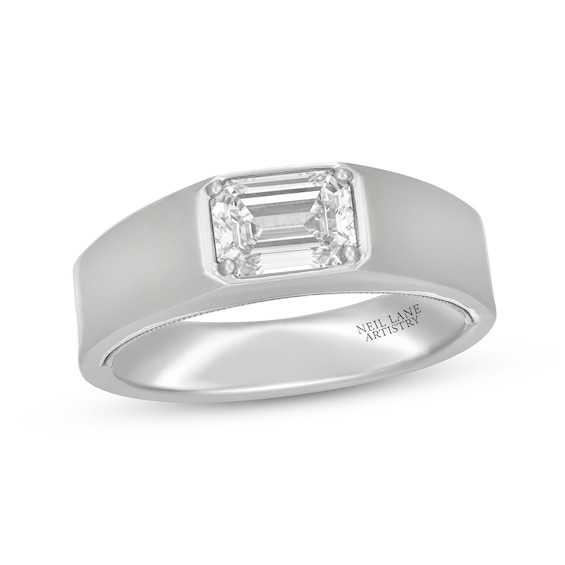 Men's Neil Lane Artistry East West Emerald-Cut Lab-Grown Diamond Solitaire Wedding Band 1-1/2 ct tw 14K White Gold