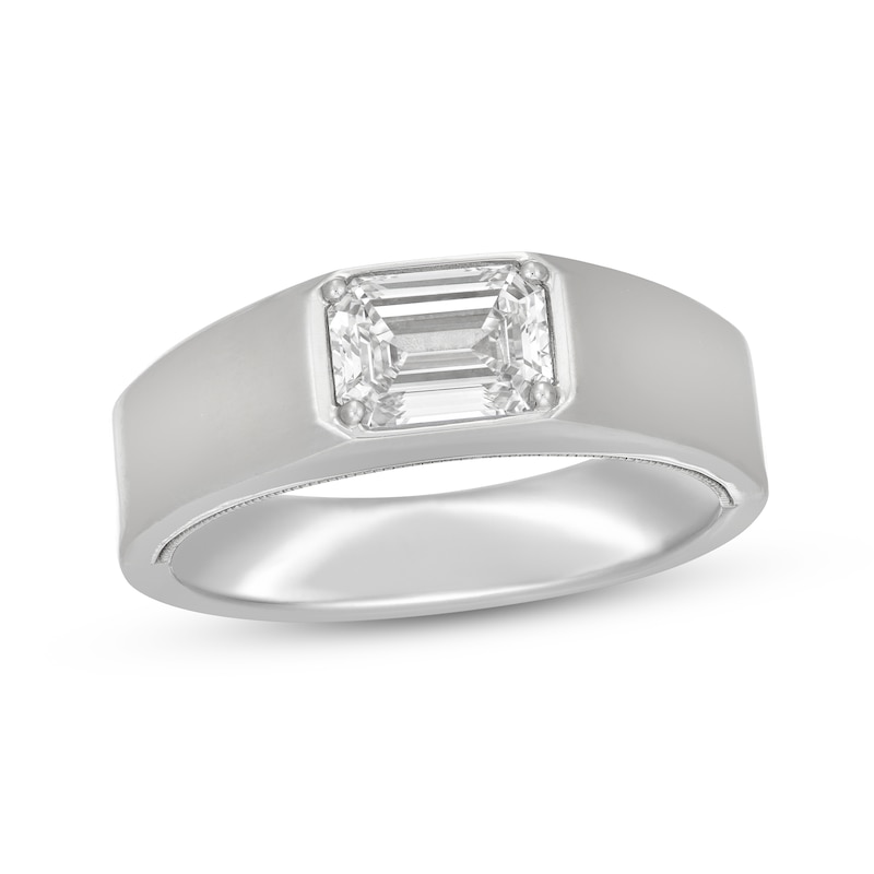 Main Image 1 of Men's Neil Lane Artistry East West Emerald-Cut Lab-Grown Diamond Solitaire Wedding Band 1-1/2 ct tw 14K White Gold
