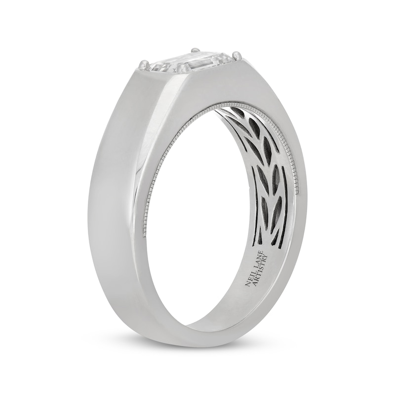Main Image 2 of Men's Neil Lane Artistry East West Emerald-Cut Lab-Grown Diamond Solitaire Wedding Band 1-1/2 ct tw 14K White Gold