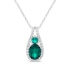 Thumbnail Image 1 of Oval & Round-Cut Lab-Created Emerald, White Lab-Created Sapphire Necklace Sterling Silver 18&quot;