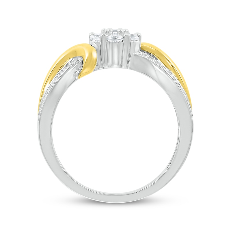 Main Image 3 of Multi-Diamond Flower Center Fashion Ring 1/2 ct tw 10K Two-Tone Gold
