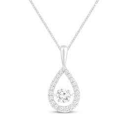 Unstoppable Love Lab-Grown Diamond Teardrop Necklace 2 ct tw 14K White Gold 19"