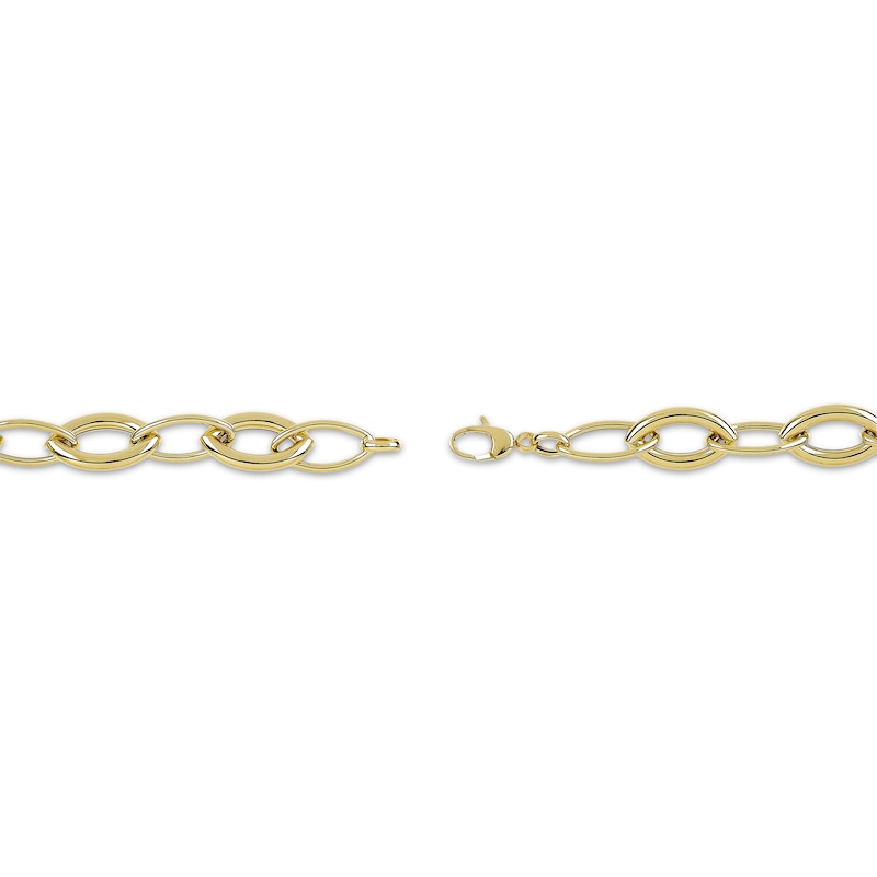 Hollow Marquise Link Chain Necklace 10K Yellow Gold 20"
