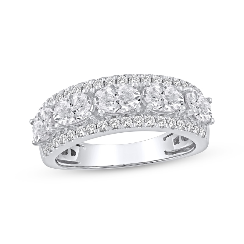 Lab-Created Diamonds by KAY Oval-Cut Three-Row Anniversary Ring 2 ct tw 14K White Gold