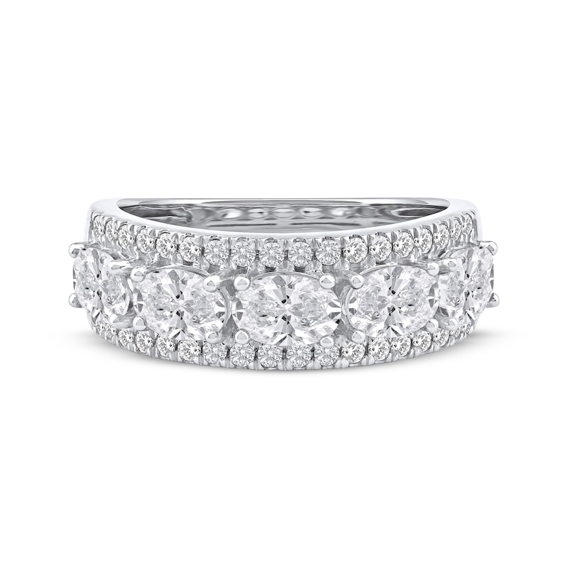 Main Image 3 of Now + Forever Lab-Grown Diamonds Oval-Cut Three-Row Anniversary Ring 2 ct tw 14K White Gold