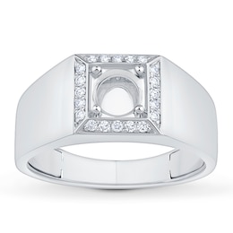 Now + Forever Men's Diamond Wedding Band Setting 1/6 ct tw 14K White Gold