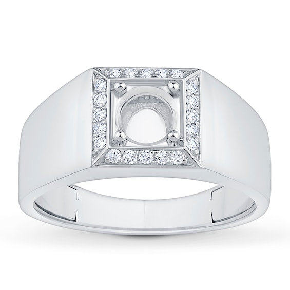 Now + Forever Men's Diamond Wedding Band Setting 1/6 ct tw 14K White Gold