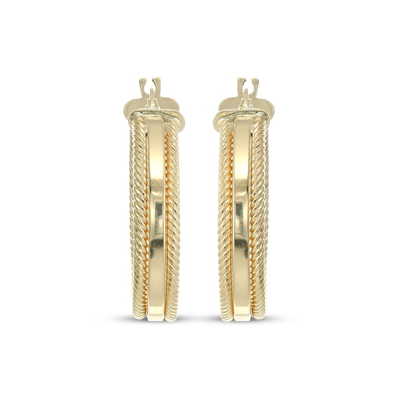 Main Image 2 of Reaura Rope Twist Edge Hoop Earrings Repurposed 14K Yellow Gold 28mm