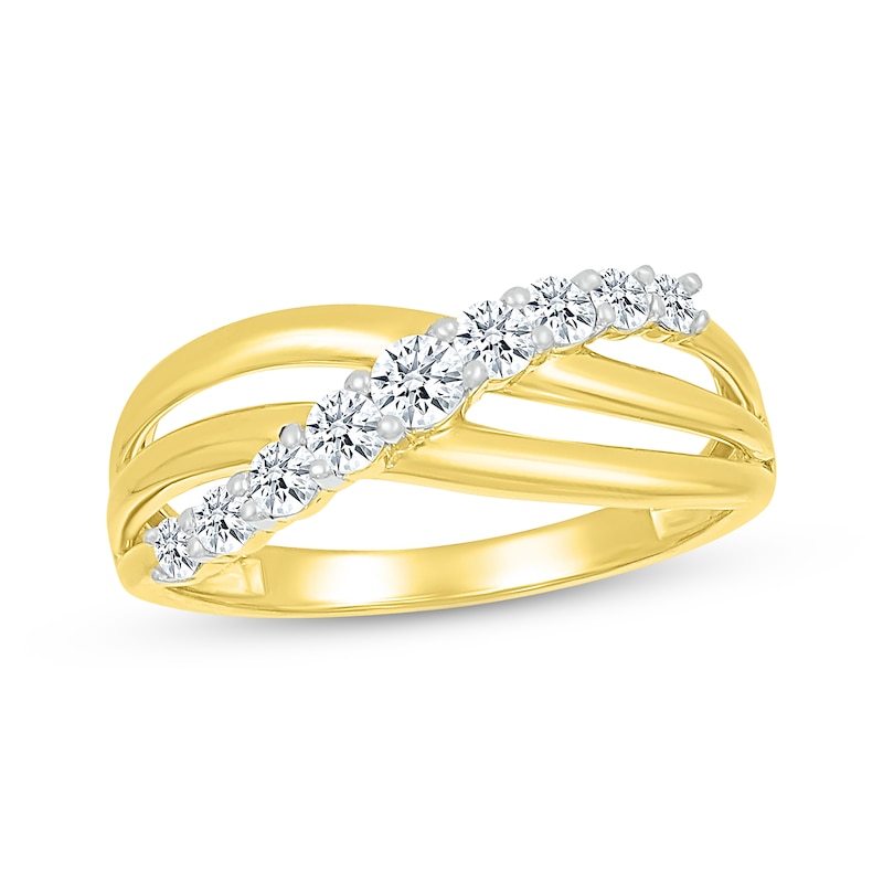 Main Image 1 of Diamond Crossover Multi-Band Ring 3/8 ct tw 10K Yellow Gold