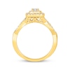 Thumbnail Image 3 of Now + Forever Round-Cut Diamond Double Halo Engagement Ring 1/2 ct tw 10K Yellow Gold