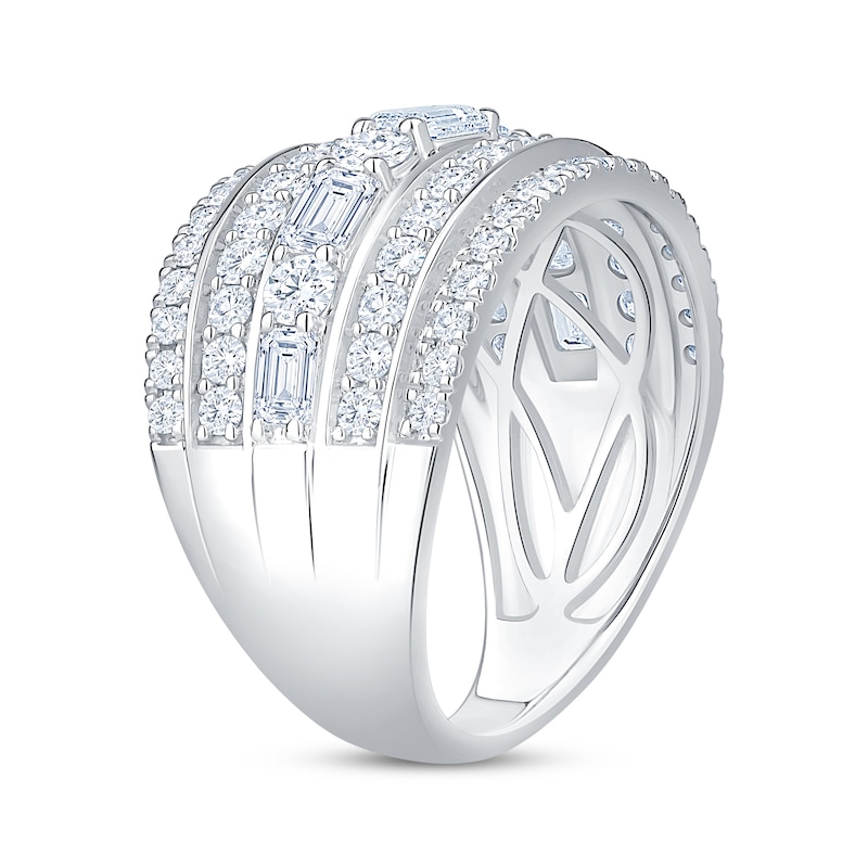 Main Image 2 of Now + Forever Lab-Grown Diamonds Round & Emerald-Cut Five-Row Anniversary Ring 2 ct tw 14K White Gold