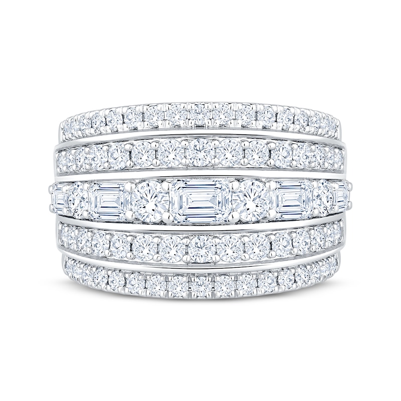 Main Image 3 of Now + Forever Lab-Grown Diamonds Round & Emerald-Cut Five-Row Anniversary Ring 2 ct tw 14K White Gold