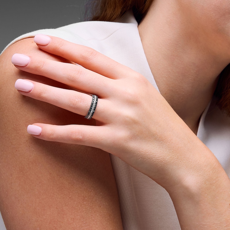 Main Image 4 of Neil Lane Black & White Diamond Three-Row Anniversary Ring 1 ct tw 14K White Gold