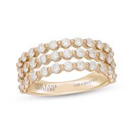 Neil Lane Artistry Lab-Grown Diamond Three-Row Anniversary Ring 1-1/2 ct tw 14K Yellow Gold