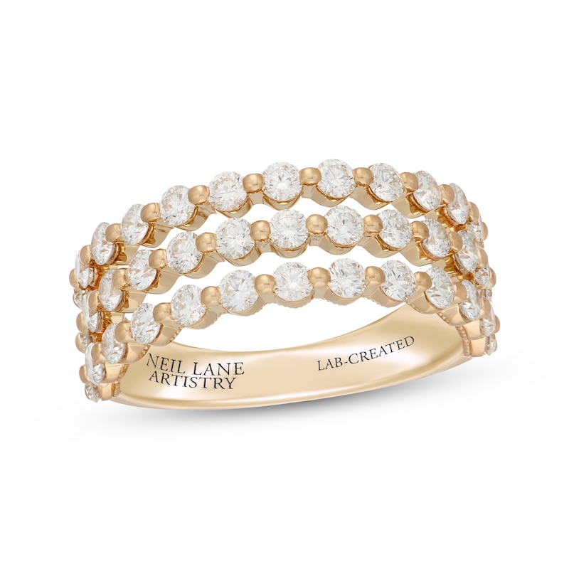 Main Image 1 of Neil Lane Artistry Lab-Grown Diamond Three-Row Anniversary Ring 1-1/2 ct tw 14K Yellow Gold