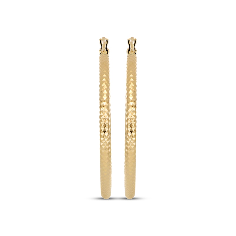 Main Image 2 of Italian Brilliance Diamond-Cut Hoop Earrings 14K Yellow Gold 30mm