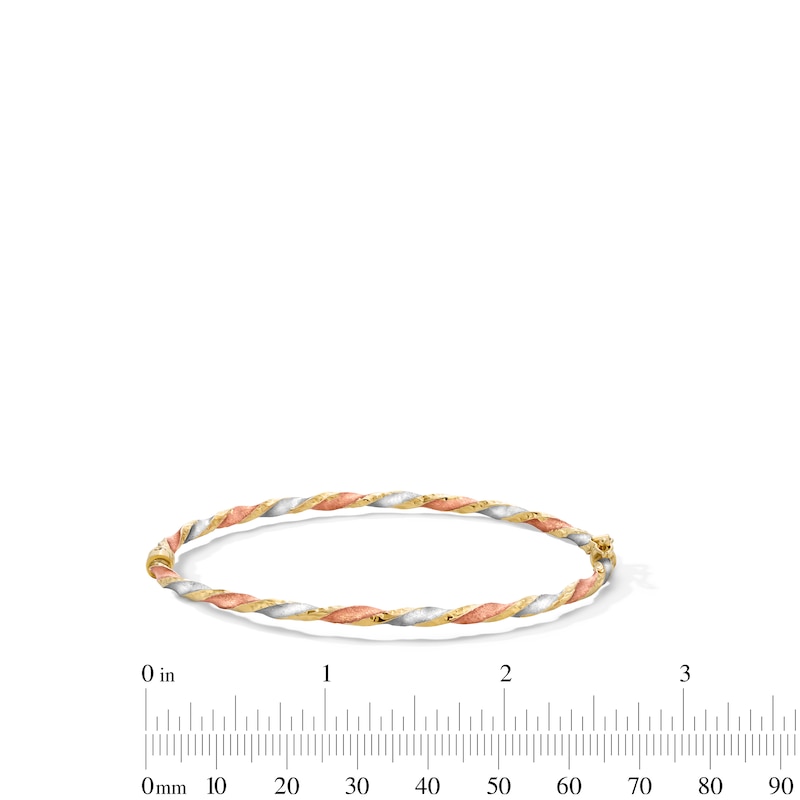 Main Image 2 of Twist Bangle Bracelet Hollow 14K Yellow Gold with Rose & White Rhodium