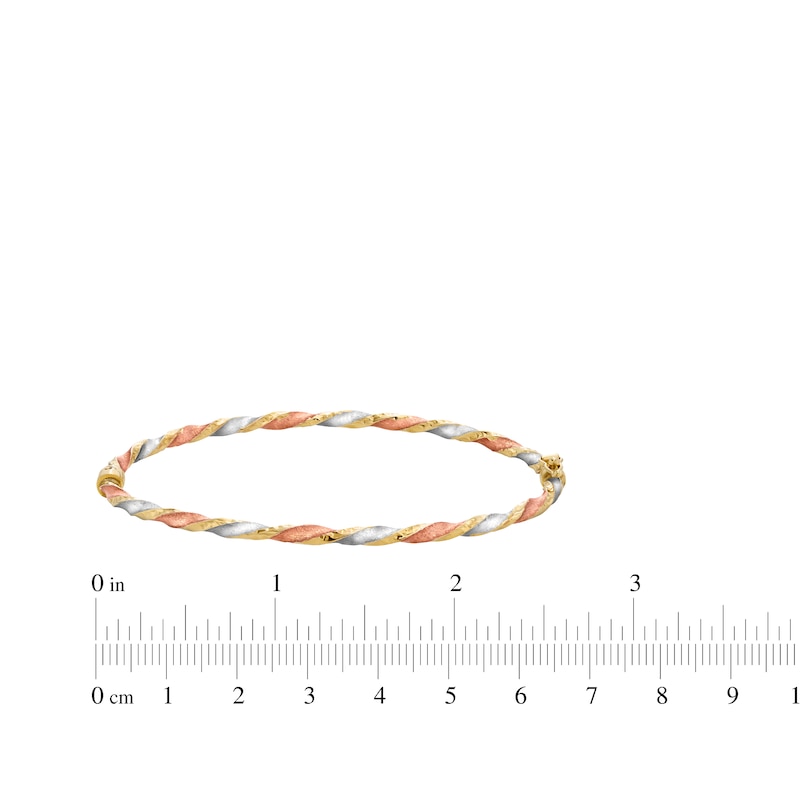 Main Image 4 of Twist Bangle Bracelet Hollow 14K Yellow Gold with Rose & White Rhodium