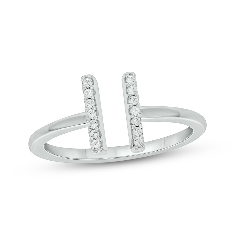 Main Image 1 of Diamond Vertical Bar Deconstructed Fashion Ring 1/10 ct tw Sterling Silver
