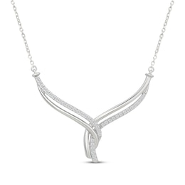 Diamond Twist Chevron Necklace 1/4 ct tw Sterling Silver 18"