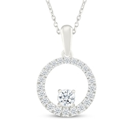 KAY Lab-Grown diamonds Circle Frame Necklace 1/5 ct tw 10K White Gold 18"