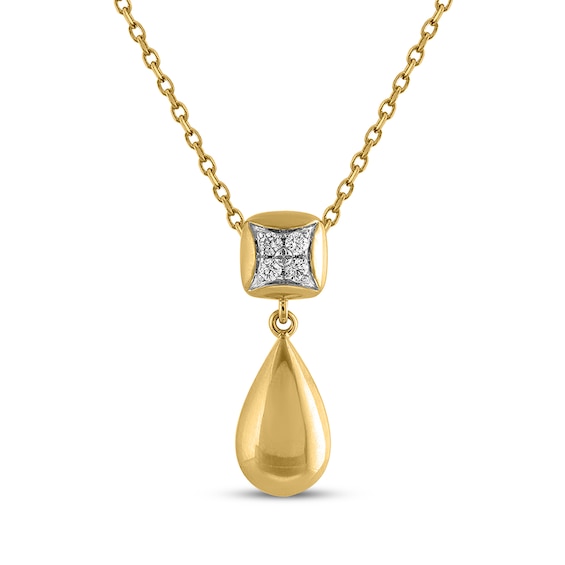 Diamond & Teardrop Necklace 1/20 ct tw 10K Yellow Gold 18"