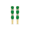 Thumbnail Image 2 of Oval-Cut Emerald & Diamond Hoop Earrings 1/20 ct tw 10K Yellow Gold
