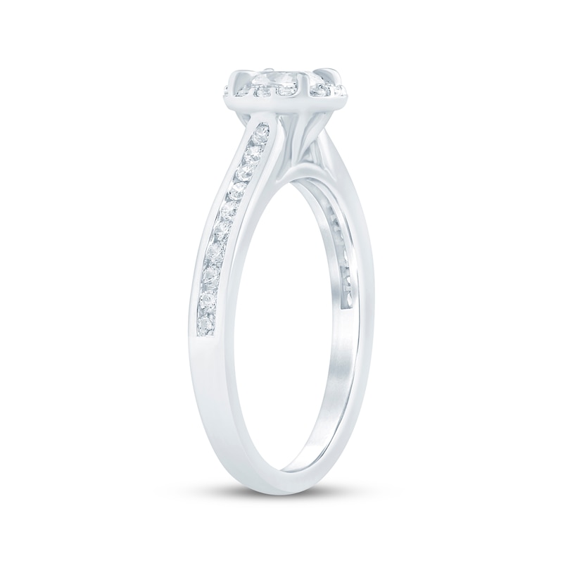 Main Image 2 of Now + Forever Lab-Grown Diamonds Oval-Cut Halo Engagement Ring 1/2 ct tw 14K White Gold