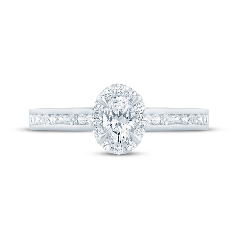 Main Image 3 of Now + Forever Lab-Grown Diamonds Oval-Cut Halo Engagement Ring 1/2 ct tw 14K White Gold