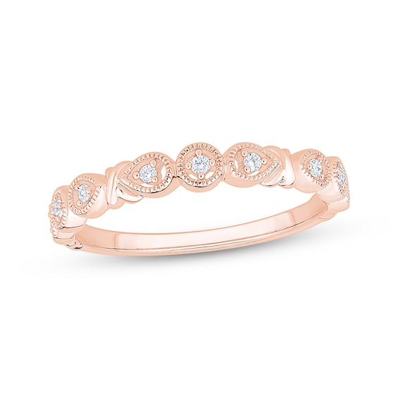 Now + Forever Diamond Milgrain Anniversary Ring 1/15 ct tw 10K Rose Gold