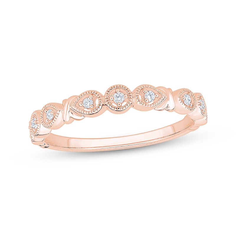 Main Image 1 of Now + Forever Diamond Milgrain Anniversary Ring 1/15 ct tw 10K Rose Gold