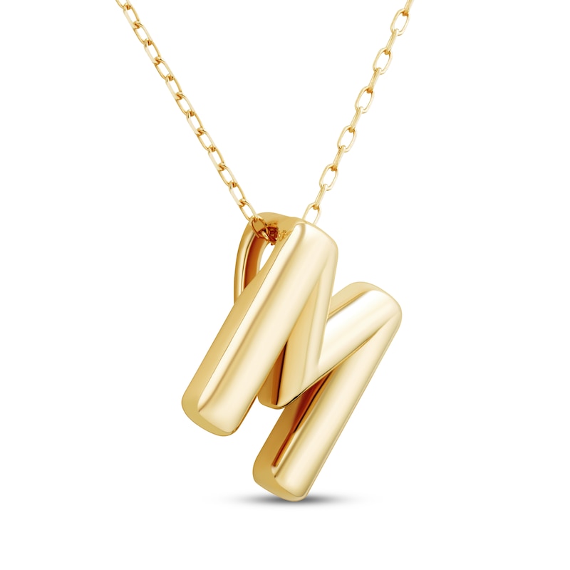 Main Image 2 of Puff Letter M Initial Necklace 14K Yellow Gold 18&quot;