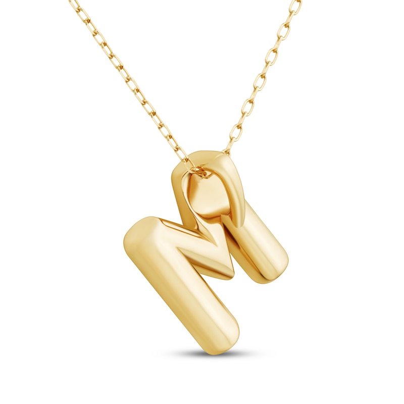 Main Image 3 of Puff Letter M Initial Necklace 14K Yellow Gold 18&quot;