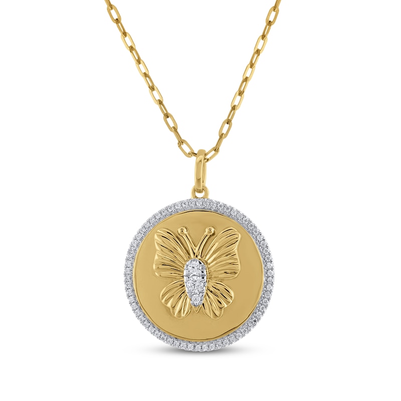 Main Image 1 of STUDIO BY KAY Diamond Butterfly Medallion Necklace 1/4 ct tw 24K Yellow Gold Vermeil Sterling Silver 18&quot;