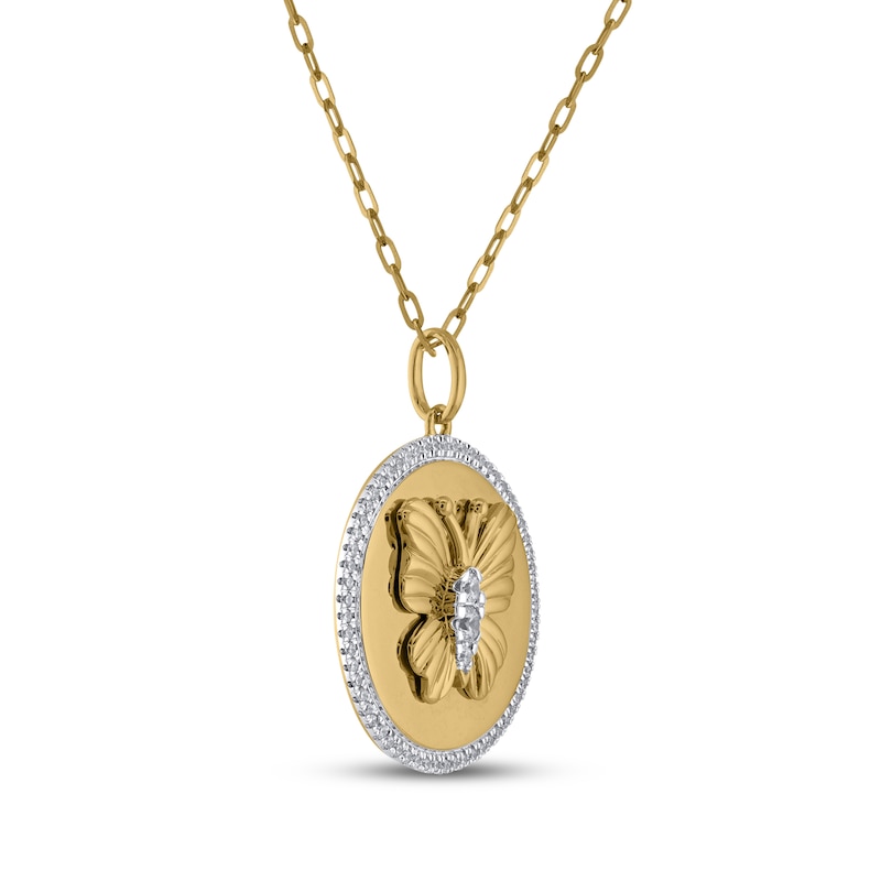 Main Image 2 of STUDIO BY KAY Diamond Butterfly Medallion Necklace 1/4 ct tw 24K Yellow Gold Vermeil Sterling Silver 18&quot;